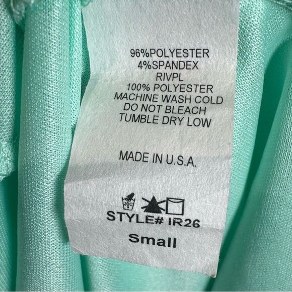 Mint green and white floral print backless halter dress size small - Picture 6 of 6